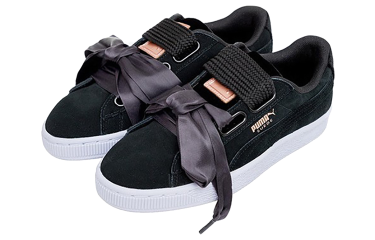 Женские кеды PUMA Suede Heart Vr (белый / черный) — Белый / чёрный — фото 2