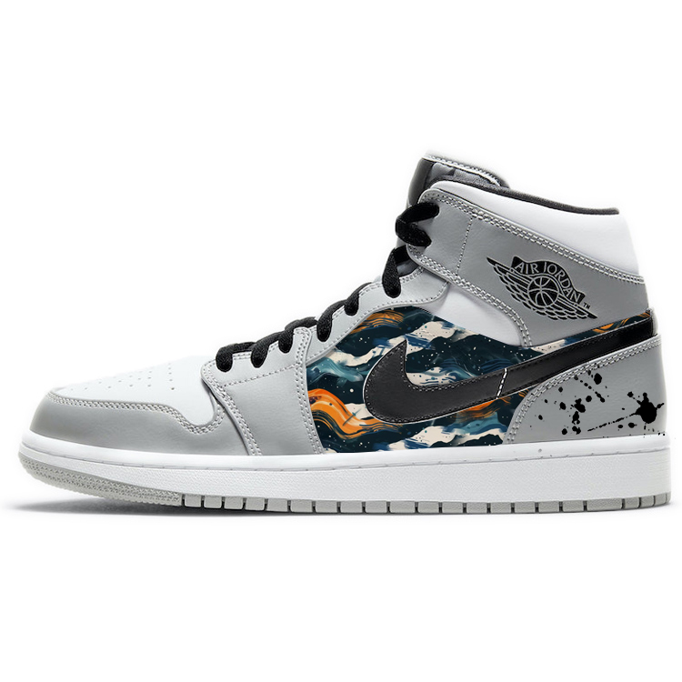 Jordan Air Jordan 1 Abrasion Resistant Slip Resistant Mid top Vintage Basketball Shoes Men’s Smoke Gray
