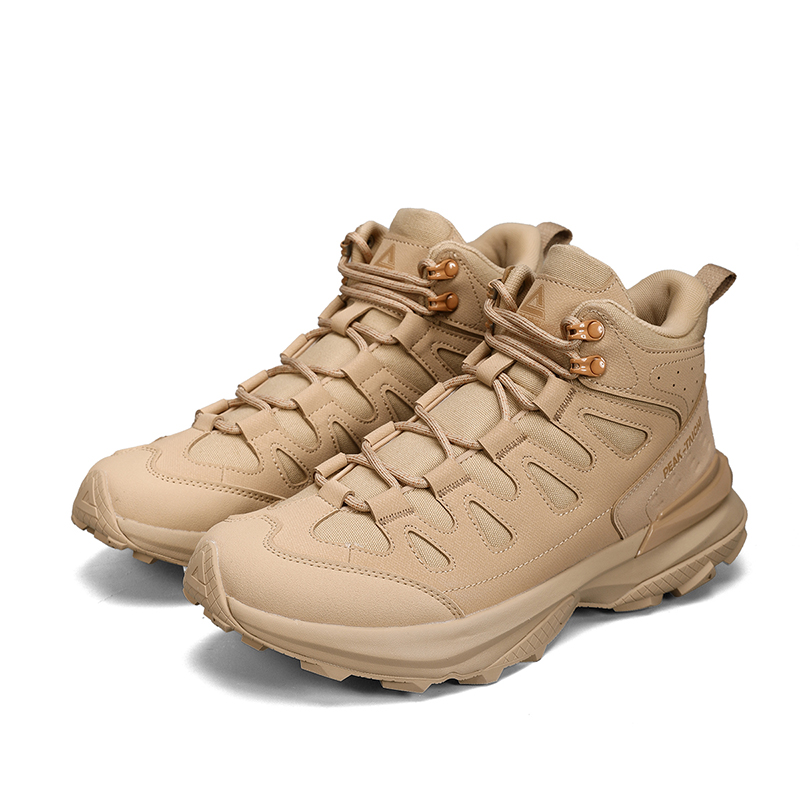 PEAK Cushioning Slip Resistant Abrasion Resistant High top Mountaineering Shoes Men’s Mud And Sand Yellow