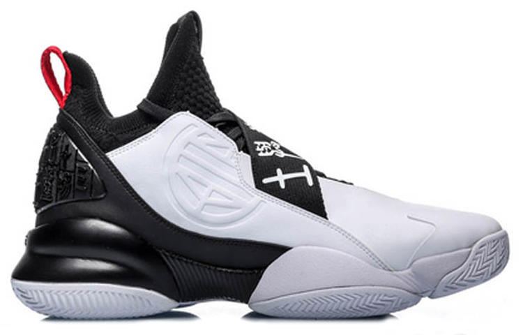 Li Ning CF Cushioning Slip Resistant Abrasion Resistant Mid top Vintage Basketball Shoes Black White