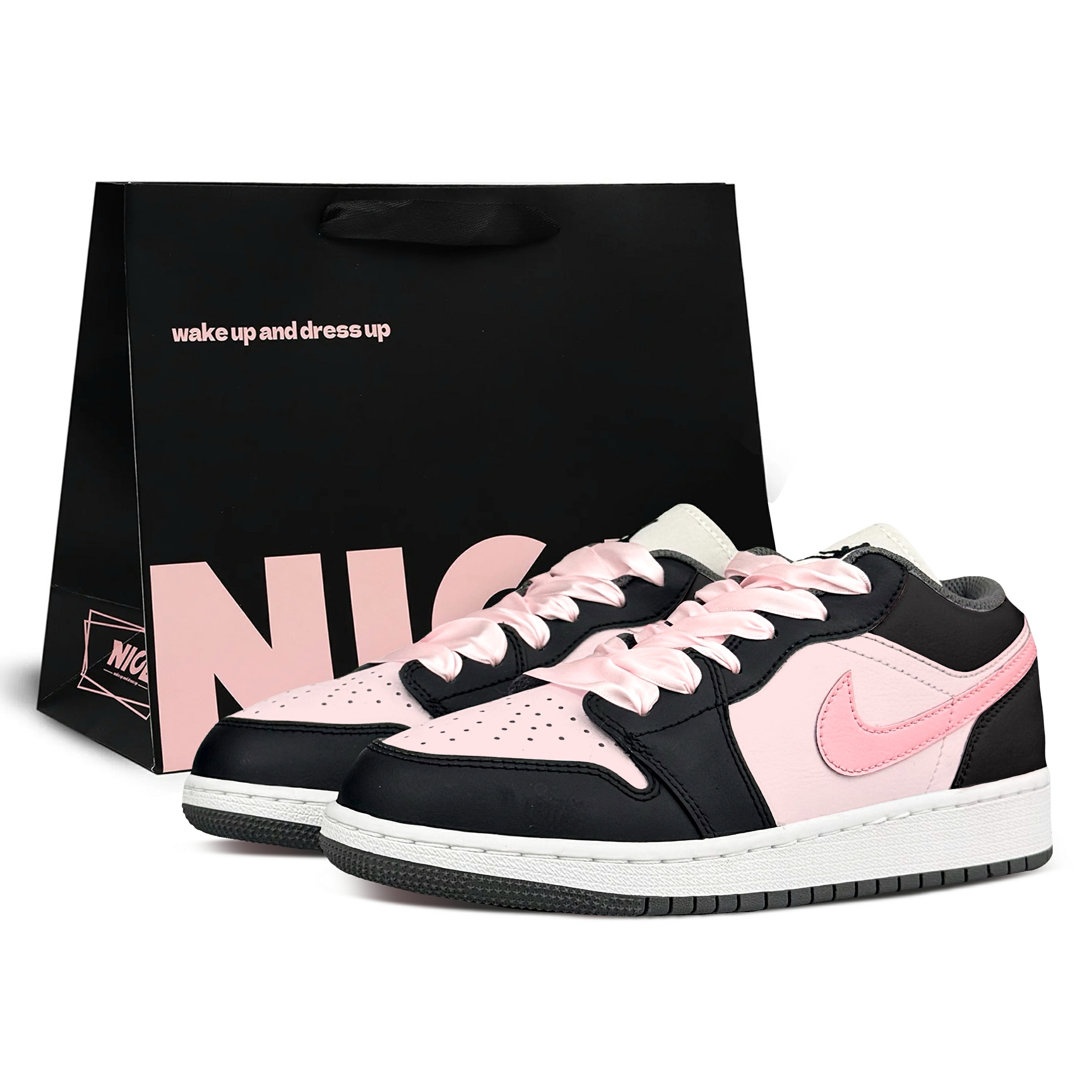 Jordan Air Jordan 1 Low top Vintage Basketball Shoes Women’s Black Pink