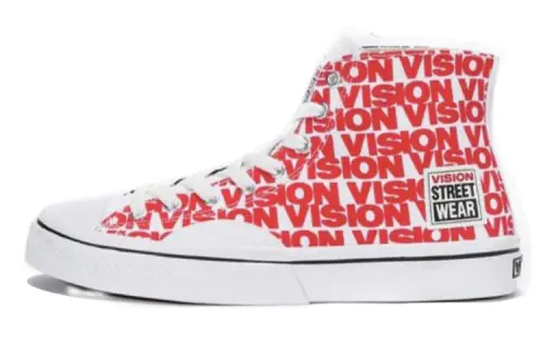 Vision Street Wear 80's Canvas Hi Anti-Slip And Wear-Resistant Lightweight High-Top Canvas Shoes Unisex Red Black