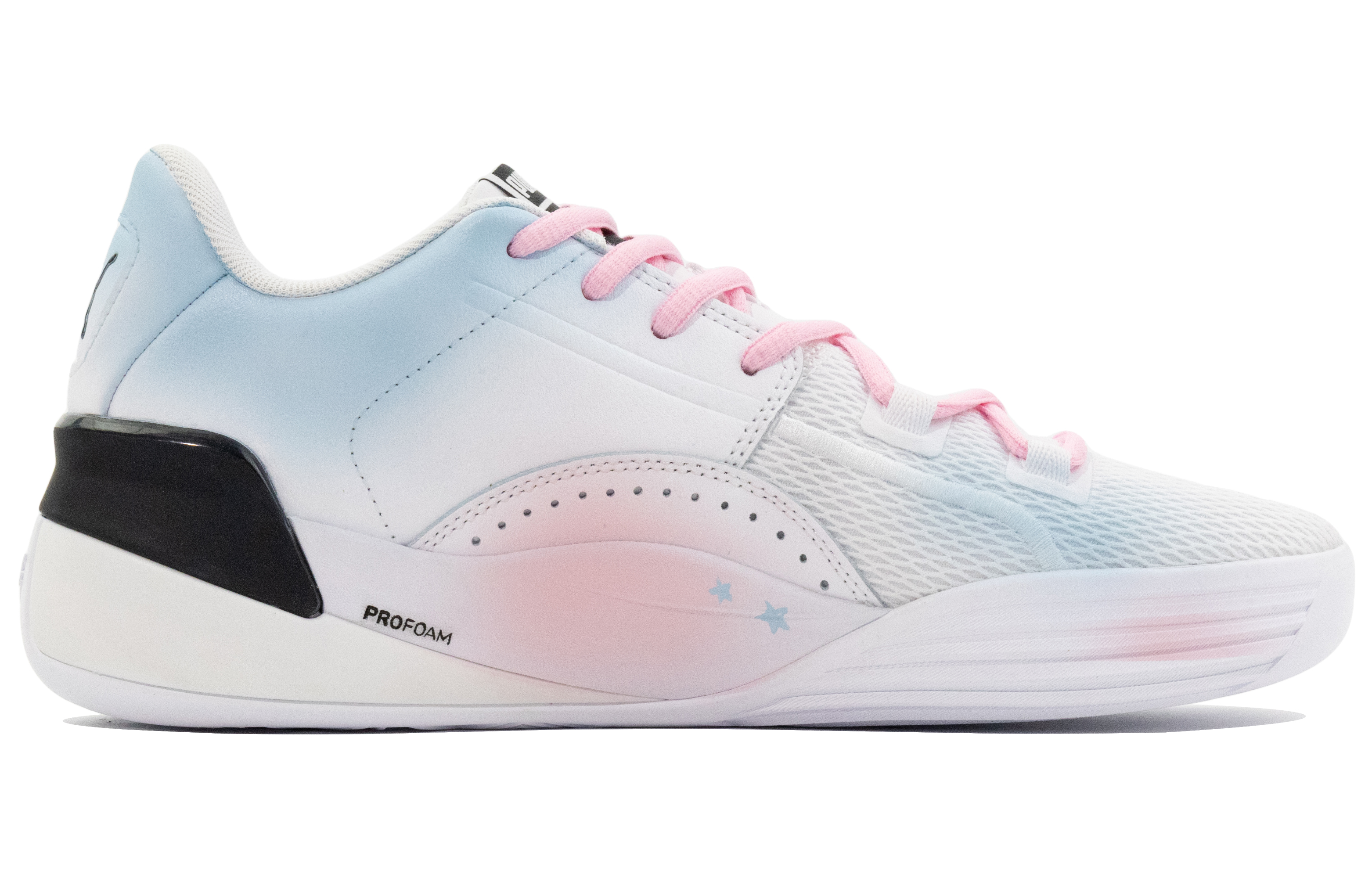 PUMA Clyde Hardwood Team Enjoy The Thrill Of Trying Abrasion Resistant Low top Basketball Shoes Men’s Pink Blue
