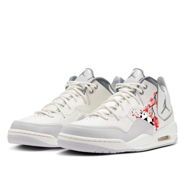 Jordan Courtside 23 Abrasion Resistant Slip Resistant Mid top Vintage Basketball Shoes Men’s Gray White