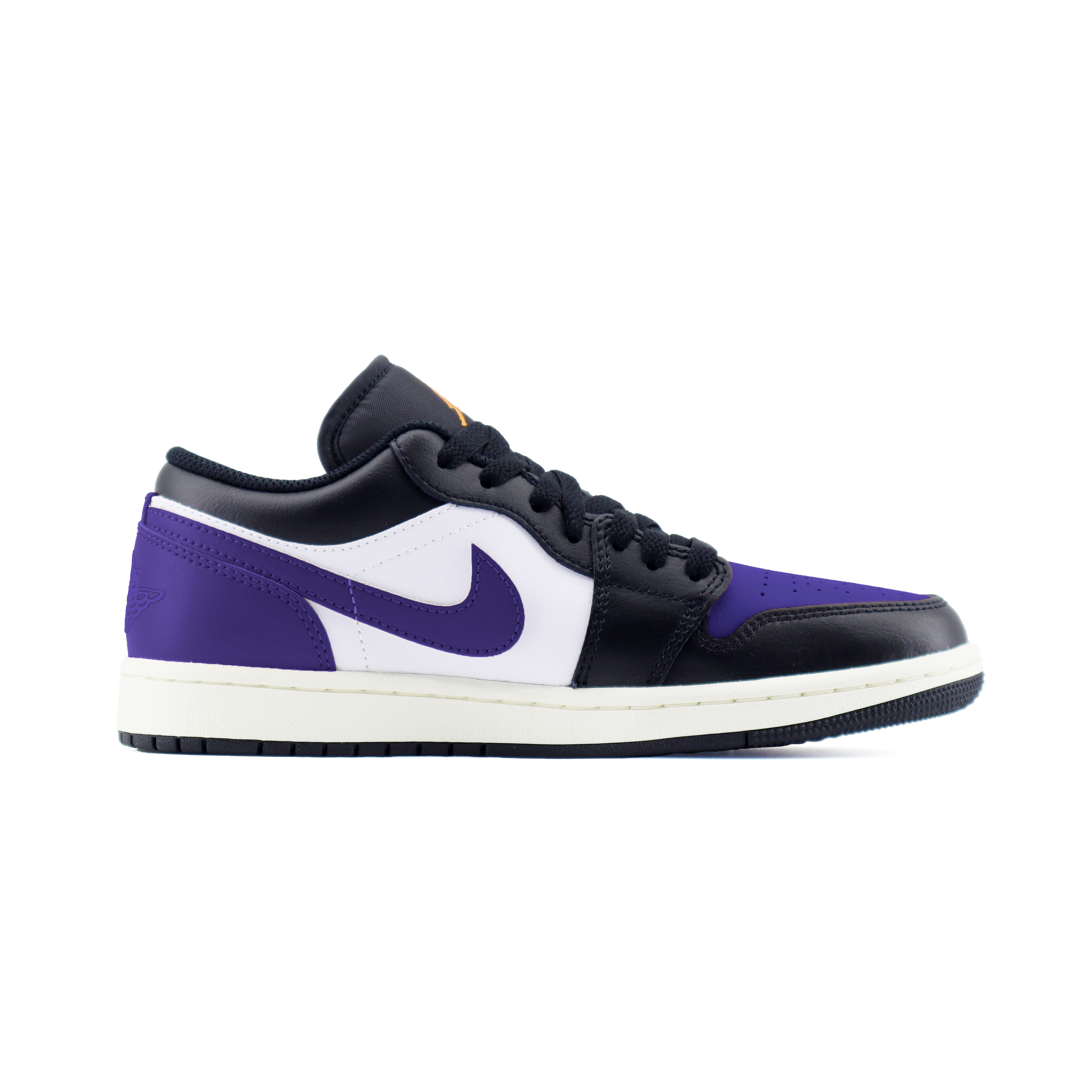 Jordan Air Jordan 1 Purple Aura Colorway Abrasion Resistant Low top Vintage Basketball Shoes Unisex Black Purple