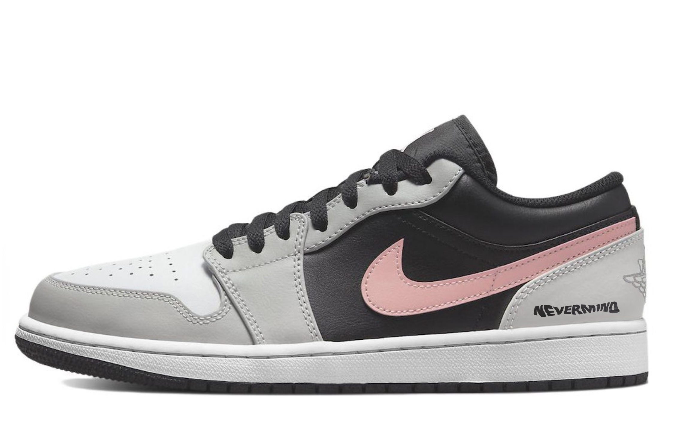 Jordan 1 Cushioning Abrasion Resistant Low top Vintage Basketball Shoes Unisex Black Gray Pink