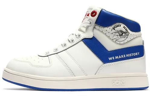 Pony Vintage Basketball Shoes Unisex High Top White Blue