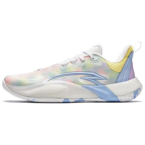 Anta Bubble Bomb Cushioning, Wear Resistant Low top Basketball Shoes Men's White Blue Yellow