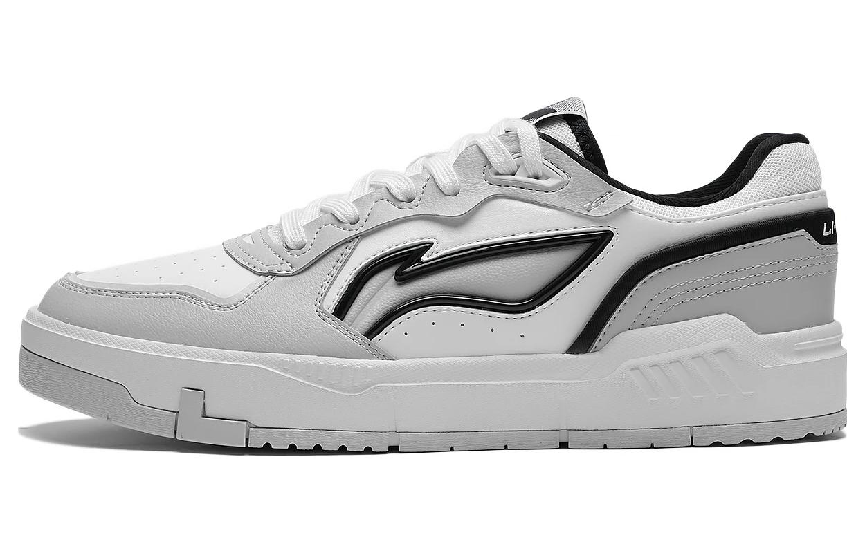 Li Ning Qingchao Synthetic Leather Slip Resistant Abrasion Resistant Low top Skateboard Shoes Men's Light Smoke Gray