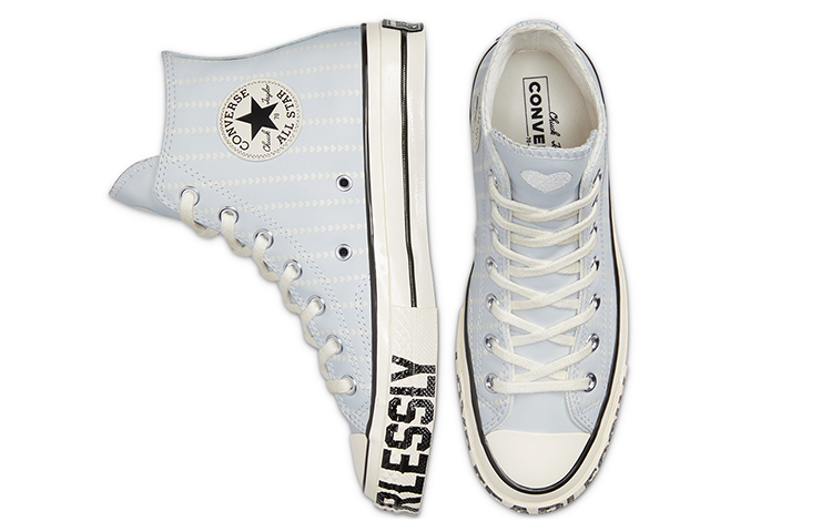 Женские кеды Converse 1970s Chuck 70 Love Fearlessly (светло-голубые) — фото 4