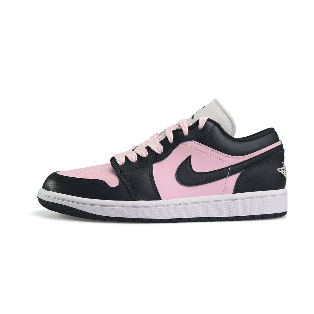 Jordan Air Jordan 1 Black Pink Aj1Low BlackPink Abrasion Resistant Low top Vintage Basketball Shoes Unisex Girly Pink