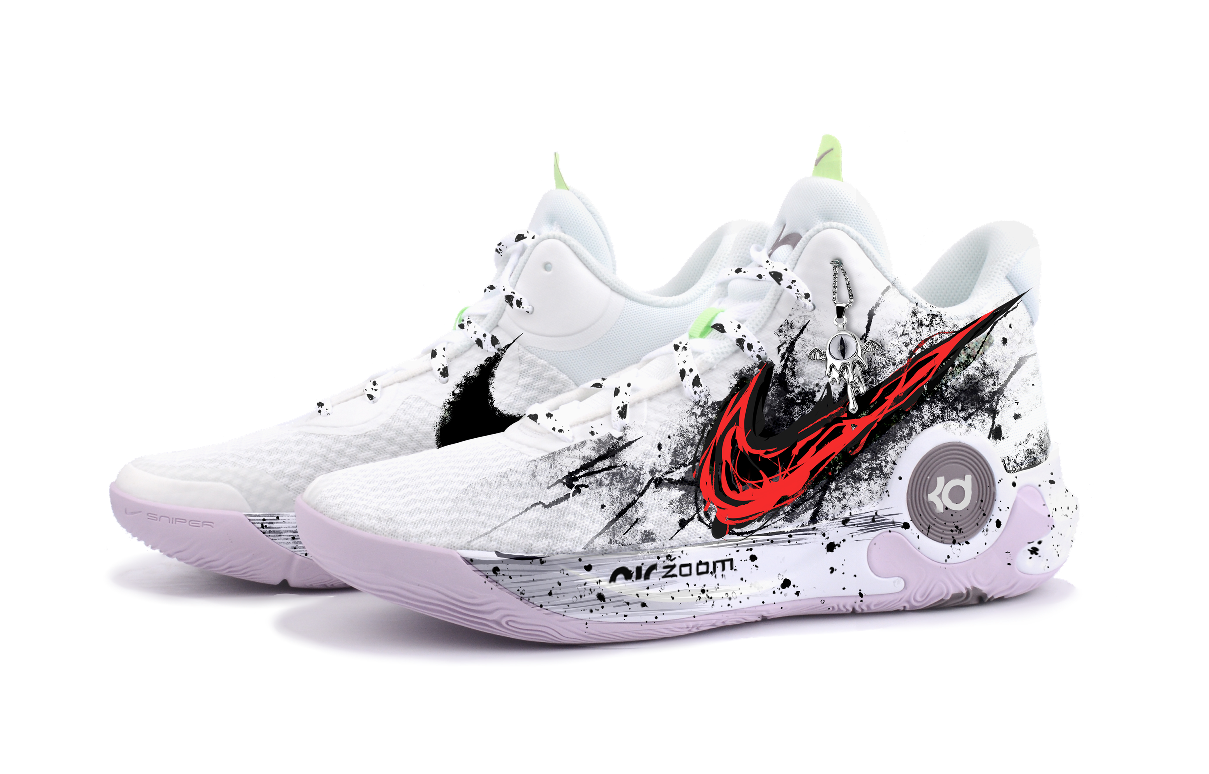 Nike KD Trey 5 IX Vampire Ghost Fabric Slip Resistant Mid top Vintage Basketball Shoes Unisex Red White