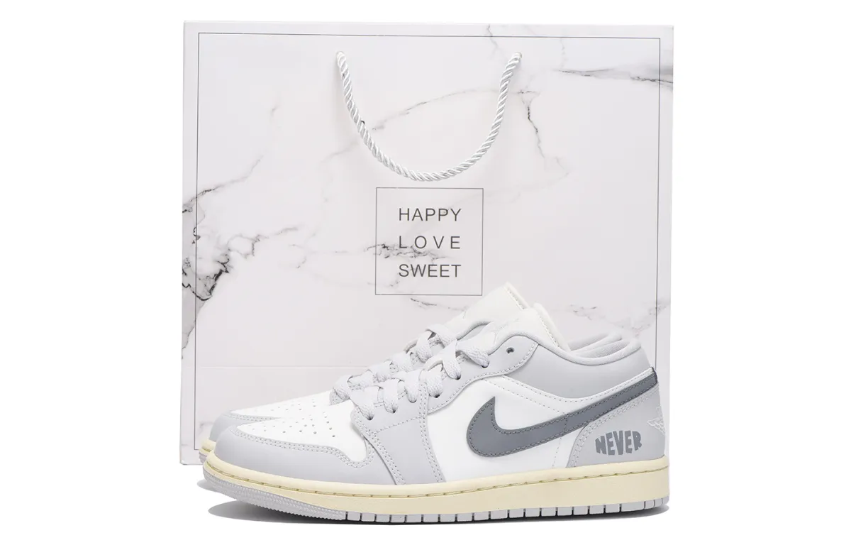 Jordan Air Jordan 1 Slip Resistant Coverage Low top Vintage Basketball Shoes Women's Gray White