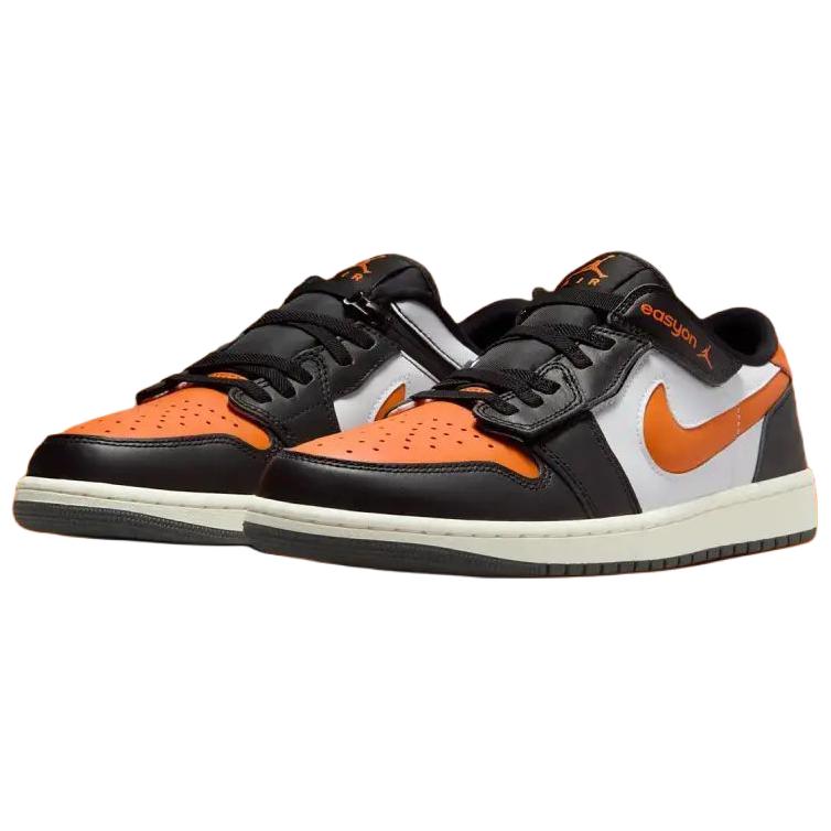 Jordan Air Jordan 1 Slip Resistant Abrasion Resistant Low top Vintage Basketball Shoes Men’s Black Orange