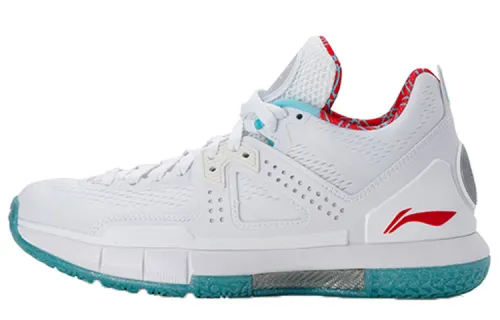 LiNing WOW 5 Wade's Way 5 Chicago shock-absorbing, non-slip and wear-resistant mid-top practical basketball shoes, men's white and blue