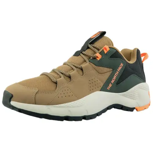 THE NORTH FACE Mesh, Leather Slip Resistant Abrasion Resistant Low top Hiking Shoes Men's Brown