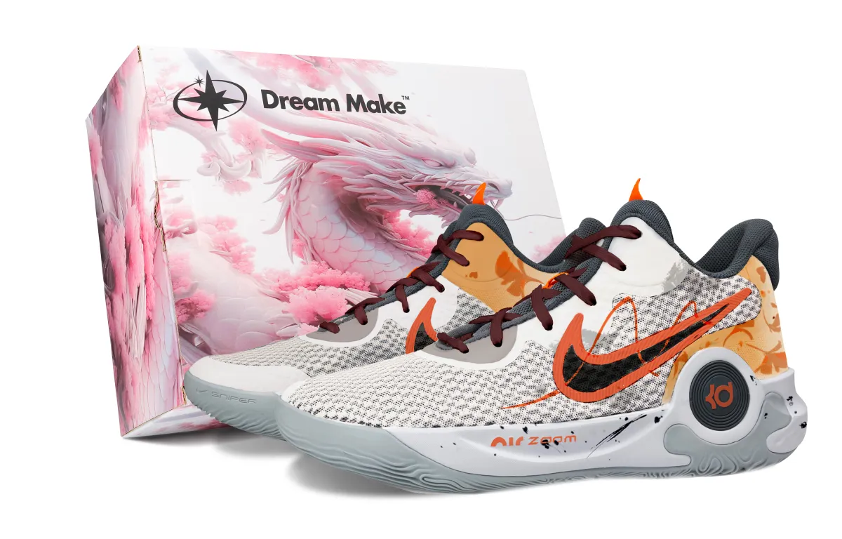 Nike KD Trey 5 IX Autumn Pink Box Fabric Slip Resistant Abrasion Resistant Mid top Basketball Shoes Unisex Orange White