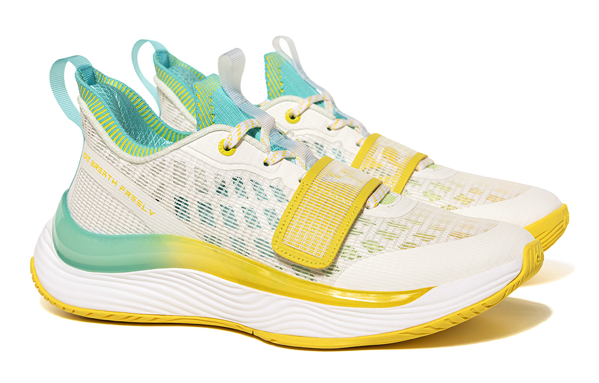 VOIT Basketball Shoes Unisex Low Top White/Yellow/Green