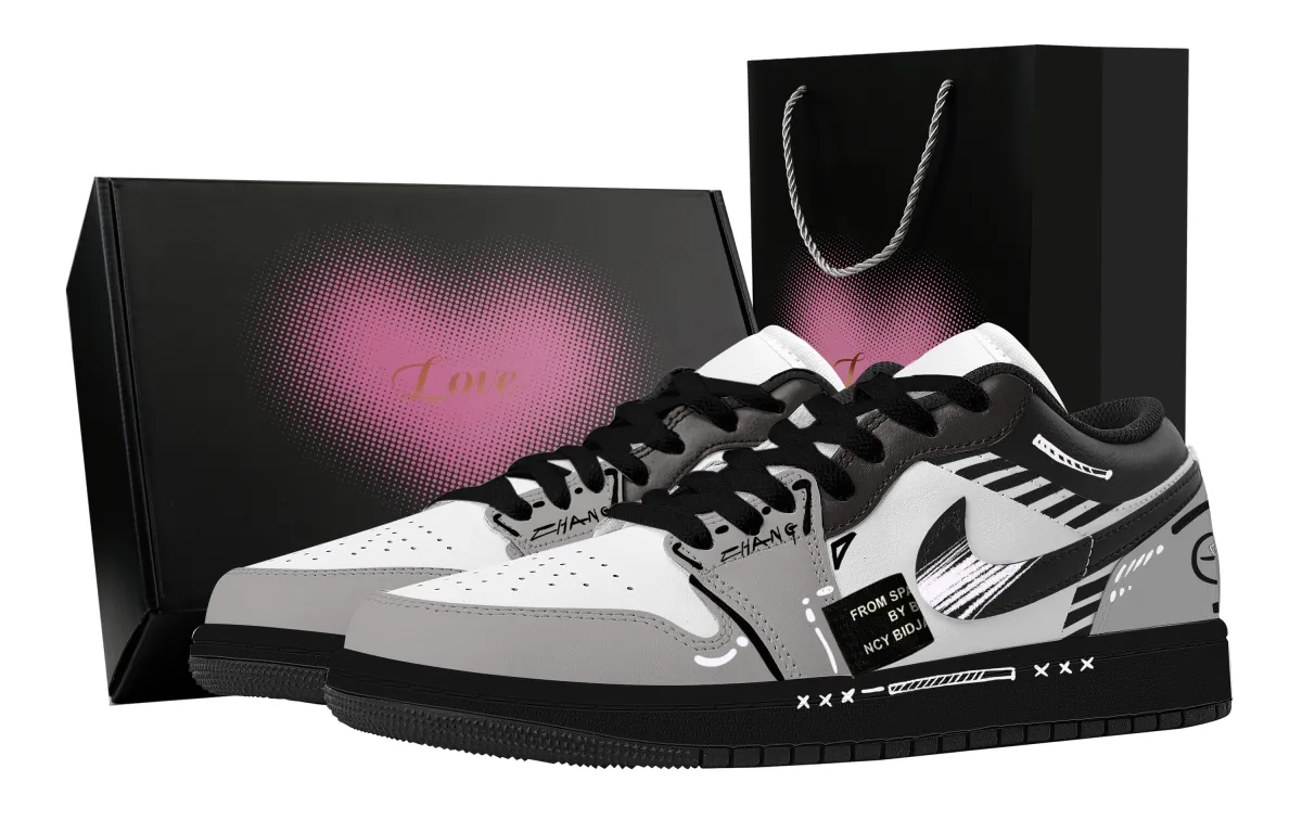 Jordan Air Jordan 1 Black Hole Product, Heart Box Abrasion Resistant Slip Resistant Low top Vintage Basketball Shoes