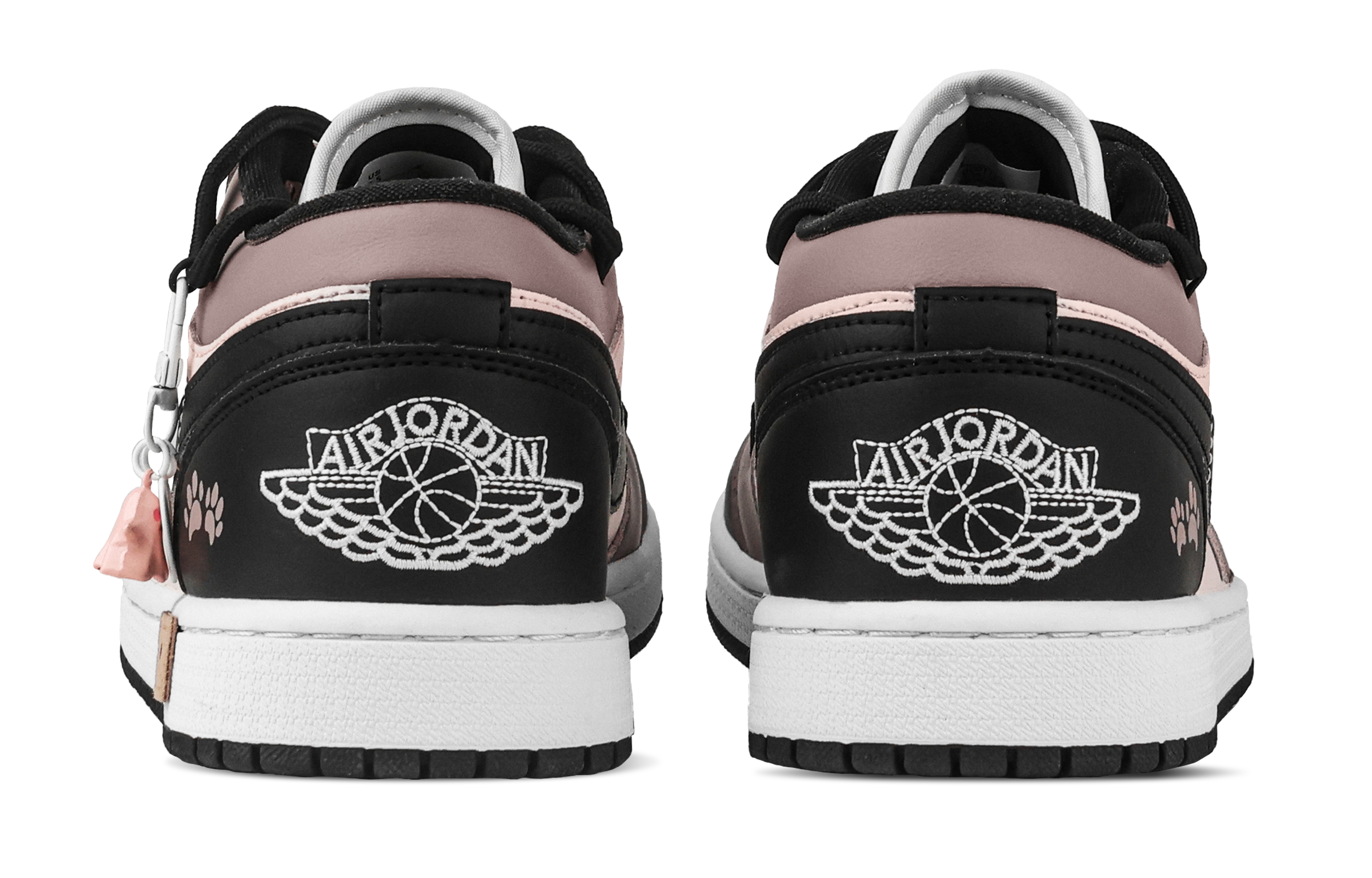 Jordan Air Jordan 1 Dense Cat Paw Low top Vintage Basketball Shoes Unisex Black White Pink