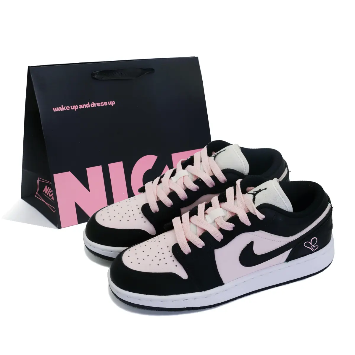Jordan Air Jordan 1 Heartbeat Love Confession Leather Abrasion Resistant Low top Vintage Basketball Shoes Women's