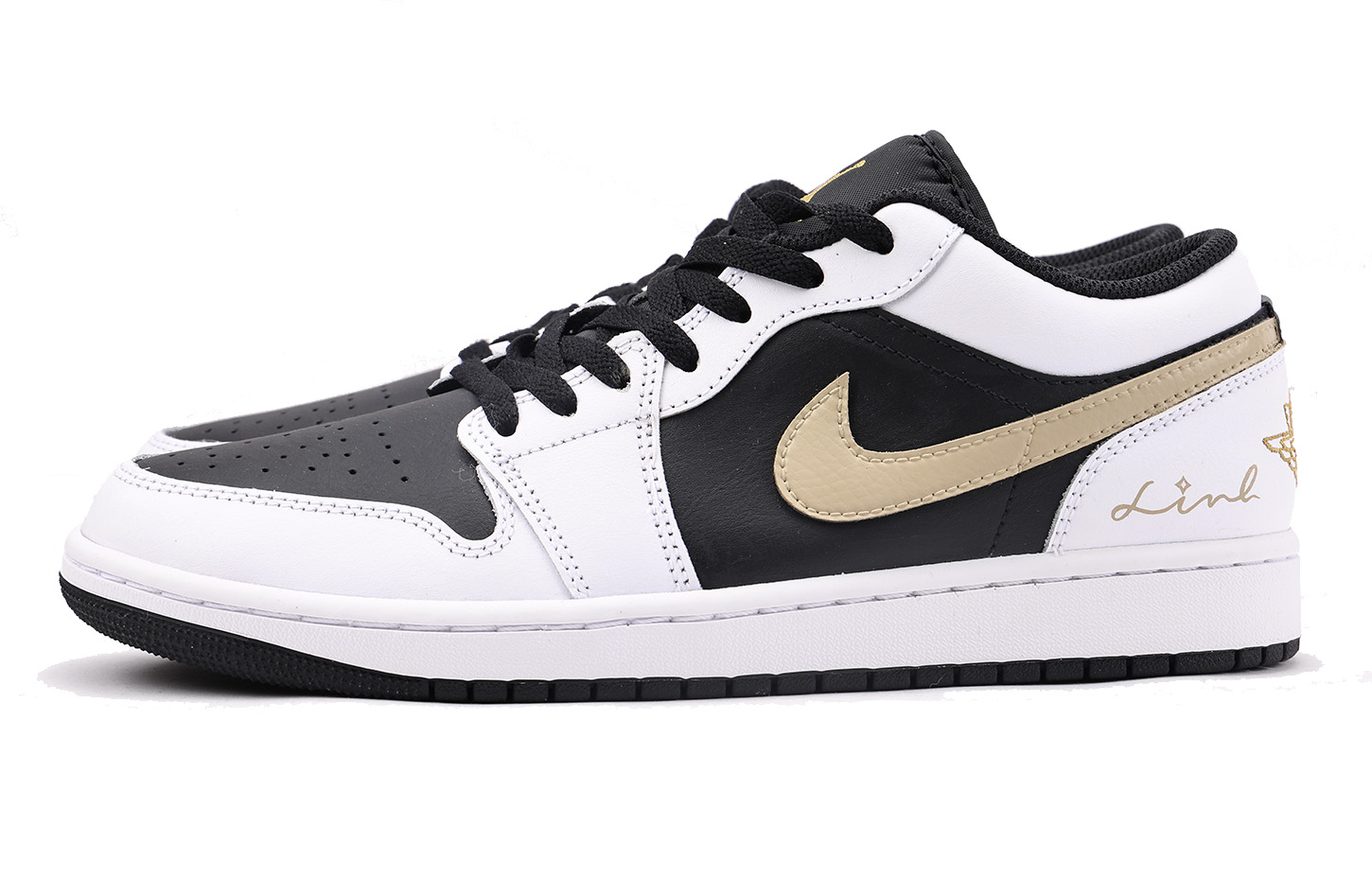 Jordan Air Jordan 1 Slip Resistant Abrasion Resistant Low top Vintage Basketball Shoes Unisex White Brown Black