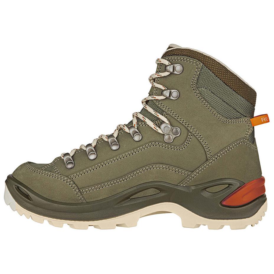 Lowa Renagade GTX Cushioning Slip Resistant Mid top Hiking Shoes Women’s Green Orange