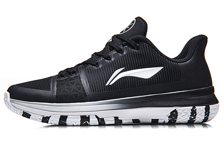 Li Ning Basketball Shoes Unisex Low Top Black/White