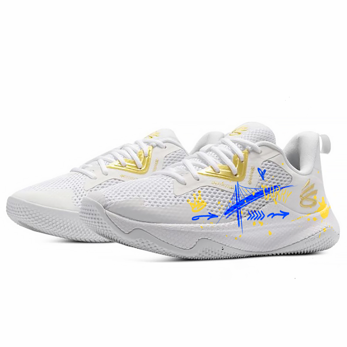 Under Armour Curry Splash 3 Low top Basketball Shoes Men’s White Yellow Blue