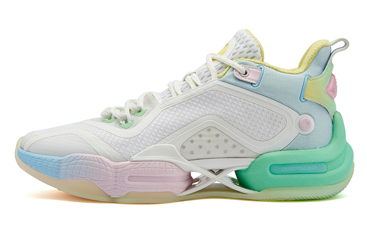 361° AG 2 Basketball Shoes Men’s Mid Top Knit White/Lemon Cyan