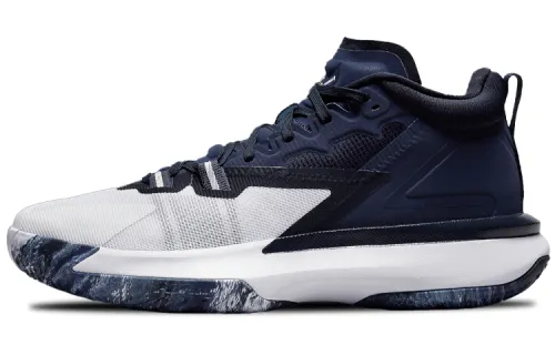 Air Jordan Zion 1 TB Zion stitching color matching shock-absorbing anti-slip wear-resistant wrapping support mid-top basketball shoes men's dark blue and white