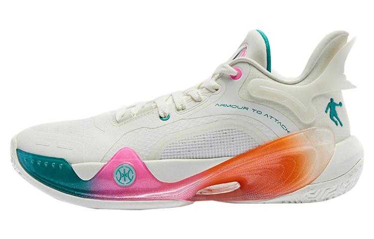 QIAODAN Halberd 6 Q KUNGFU LIGHT Cushioning, Wear Resistant Mid top Basketball Shoes Men’s White Green