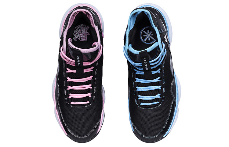 Li Ning Cushioning Abrasion Resistant Coverage Support Impact Resistant High top Basketball Shoes Men’s Blue Pink