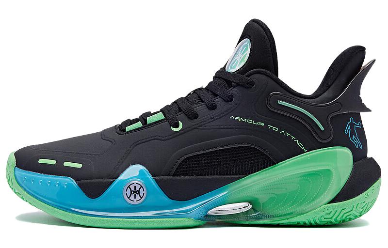 QIAODAN Halberd 6 Q KUNGFU LIGHT Slip Resistant Abrasion Resistant Mid top Basketball Shoes Men’s Black Blue