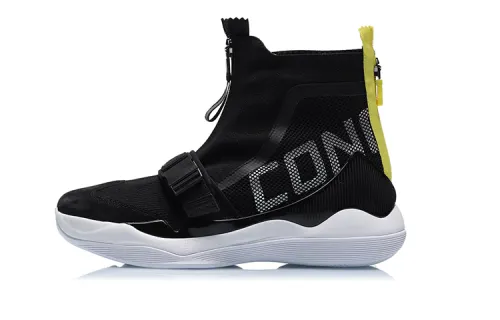 Li Ning CF Tracing Vintage Basketball Shoes Men's High Top Black/White