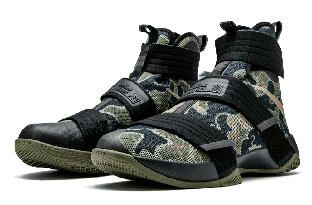 Мужские кроссовки Nike LeBron Zoom Soldier 10 SFG "Camo" (зеленые с черным) — Зелёный / чёрный — фото 3