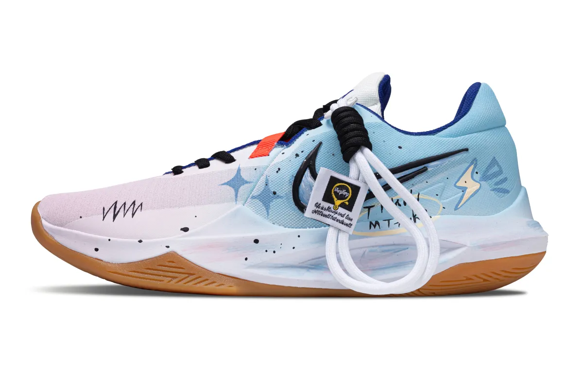 Nike Precision 6 Colorful Shooting Stars Abrasion Resistant Low top Basketball Shoes Unisex Blue Pink