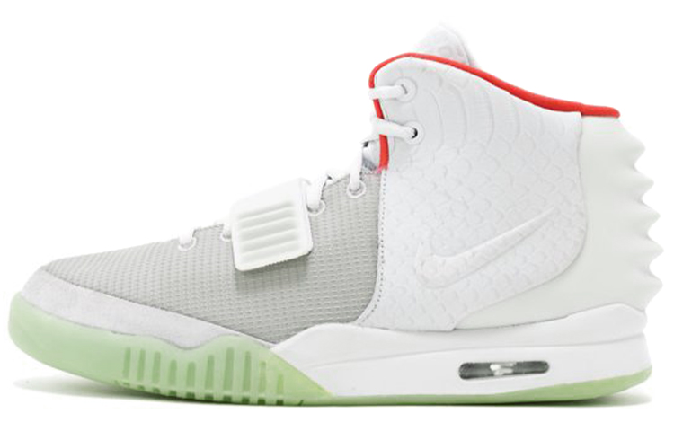 Nike Air Yeezy 2 nrg kanye west fabric fit shock-absorbing non-slip lightweight high-top retro basketball shoes men's gray and white