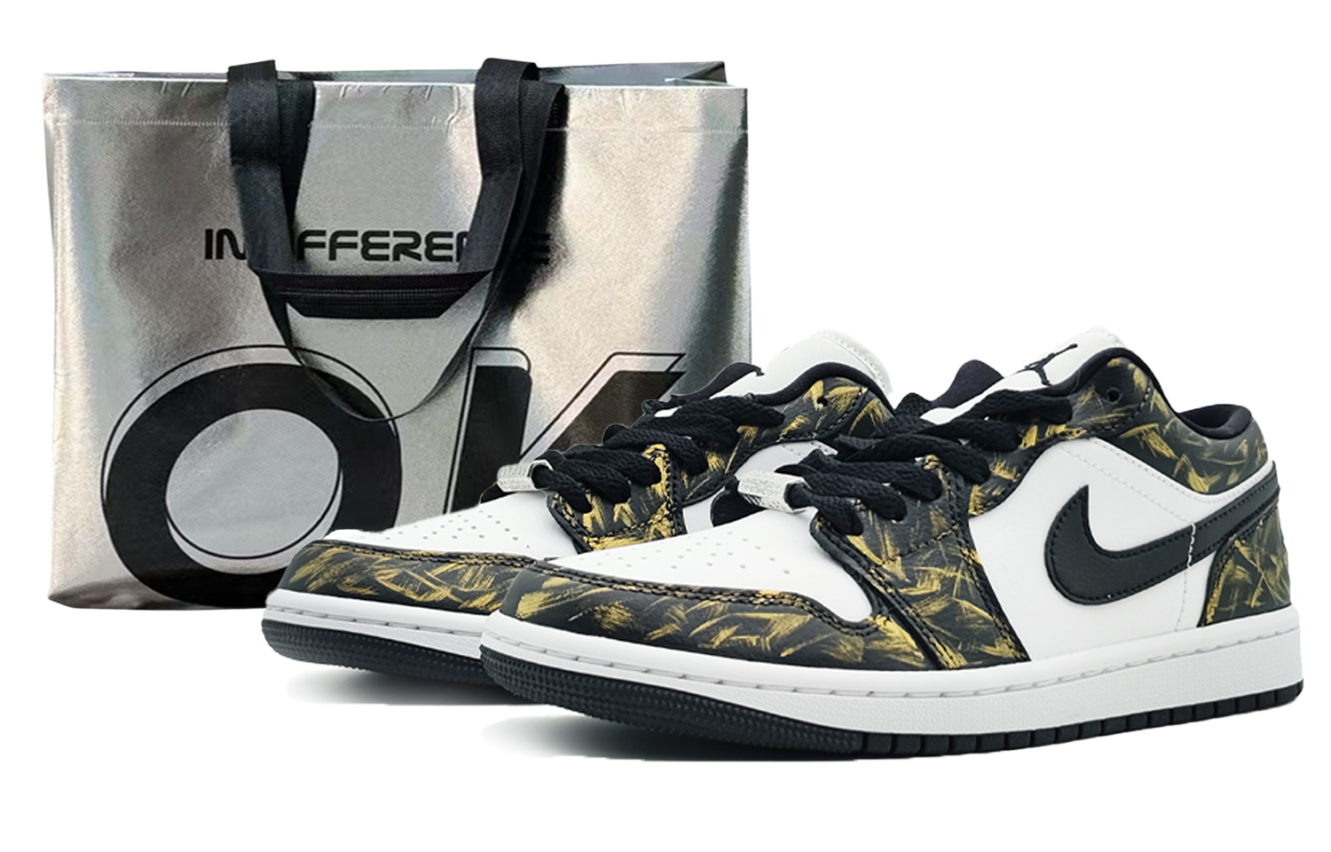 Jordan Air Jordan 1 'Panda Low top Vintage Basketball Shoes Women's Black Gold