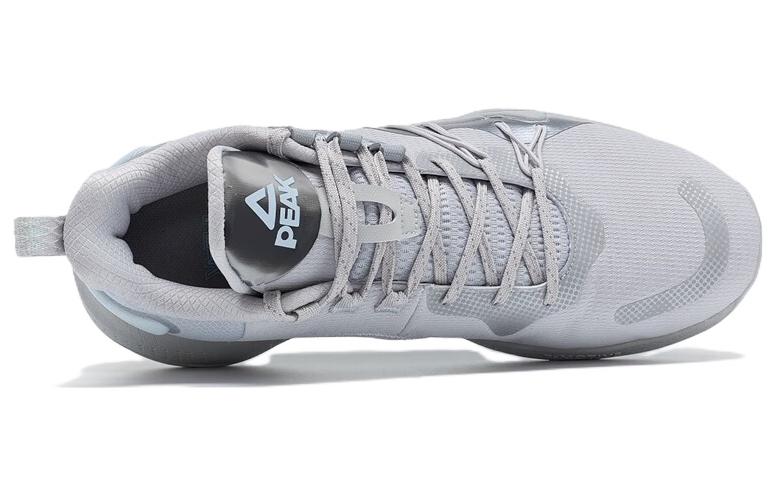 PEAK Cavalry Fabric Cushioning Abrasion Resistant Impact Resistant Mid top Performance Basketball Shoes Men’s Ice Gray