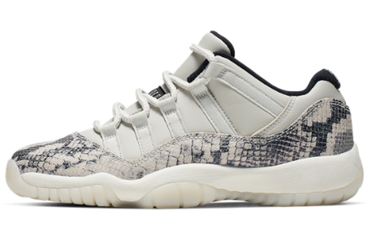 Jordan Air Jordan 11 Low Snakeskin Light Bone OG model, versatile and simple, low-top, retro basketball shoes, women's white