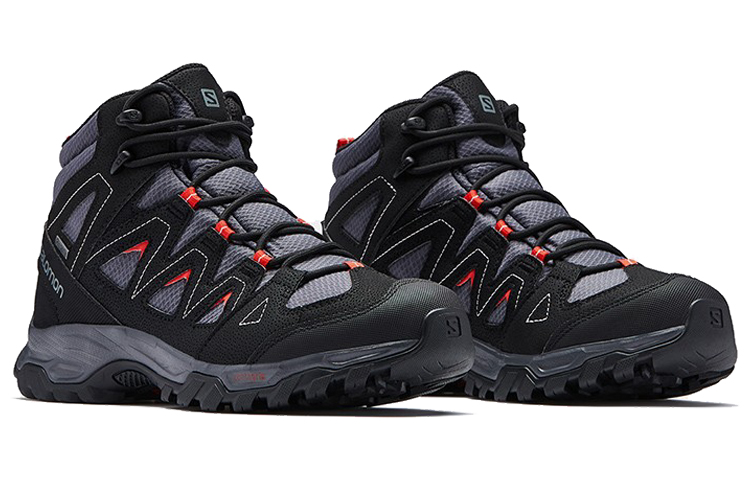 SALOMON Cushioning Slip Resistant Abrasion Resistant Mid top Mountaineering Hiking Shoes Men’s Ebony