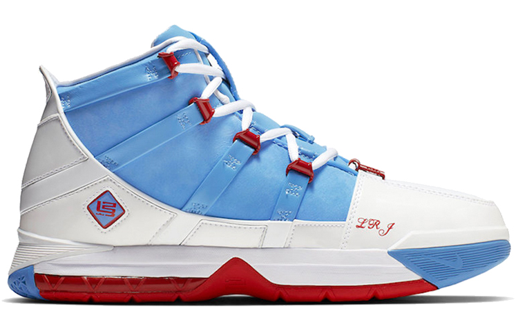Мужские кроссовки Nike Lebron 3 Zoom QS (сине-бело-красные) — фото 2