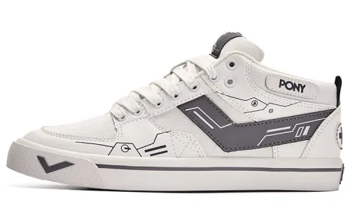 Pony Atop Game 3.0 Abrasion Resistant Mid top Skateboard Shoes Unisex White Gray