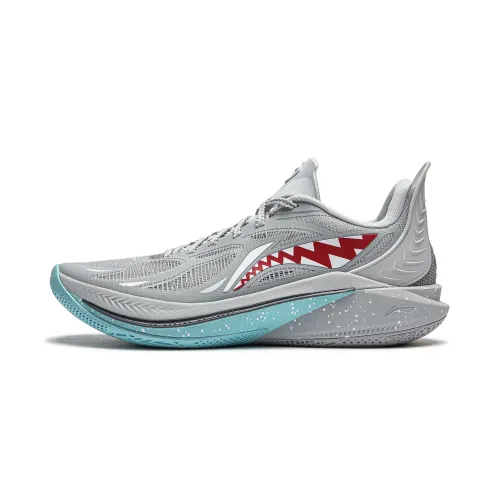 Li Ning SONIC 12 Slip Resistant Abrasion Resistant Low top Basketball Shoes Men's White Gray