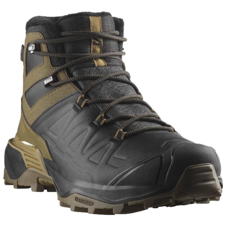 SALOMON X Ultra Slip Resistant, Abrasion Resistant, Waterproof Mid top Hiking Shoes Men’s Black Green