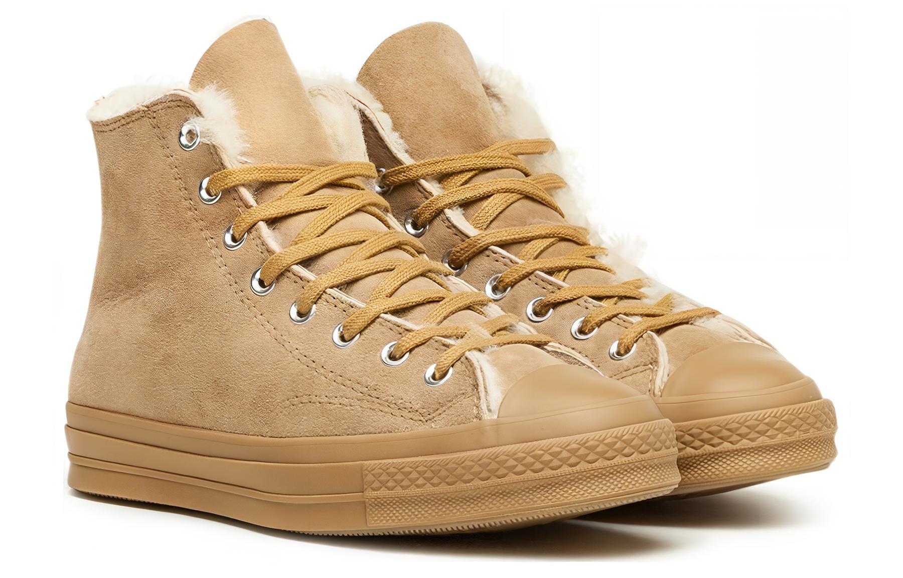 Кеды Converse Chuck 70 Hi 'Khaki Shearling' (коричневые) — 咖啡色 — фото 2