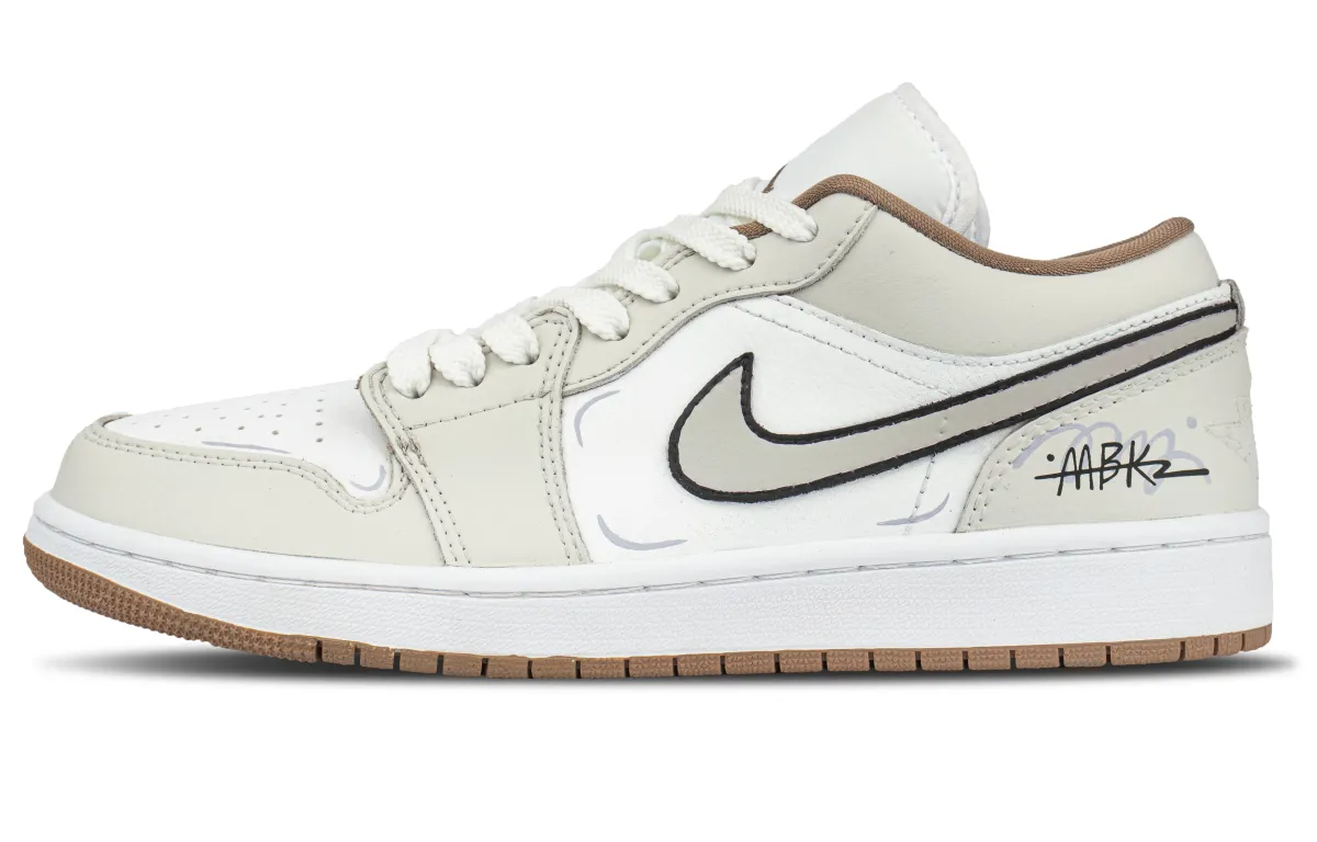 Jordan Air Jordan 1 Abrasion Resistant Abrasion Resistant Low top Vintage Basketball Shoes Unisex Beige