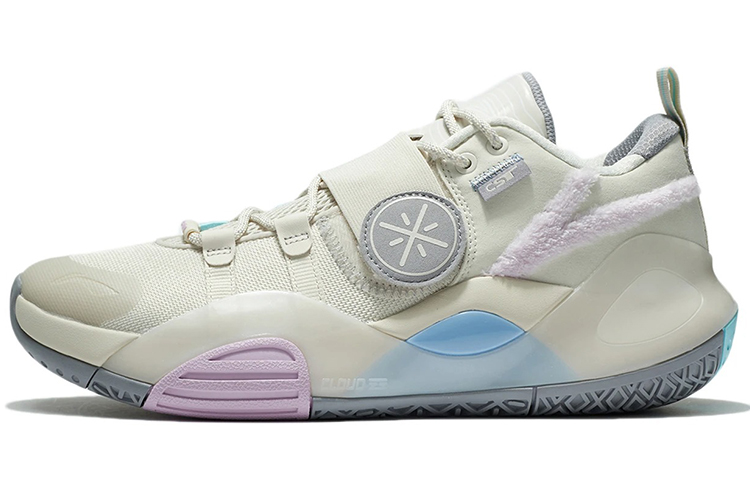 LiNing Li Ning Quancheng 8 Lite marshmallow fabric synthetic leather shock-absorbing anti-slip wear-resistant wrapping support rebound low-top basketball shoes men's pearl white