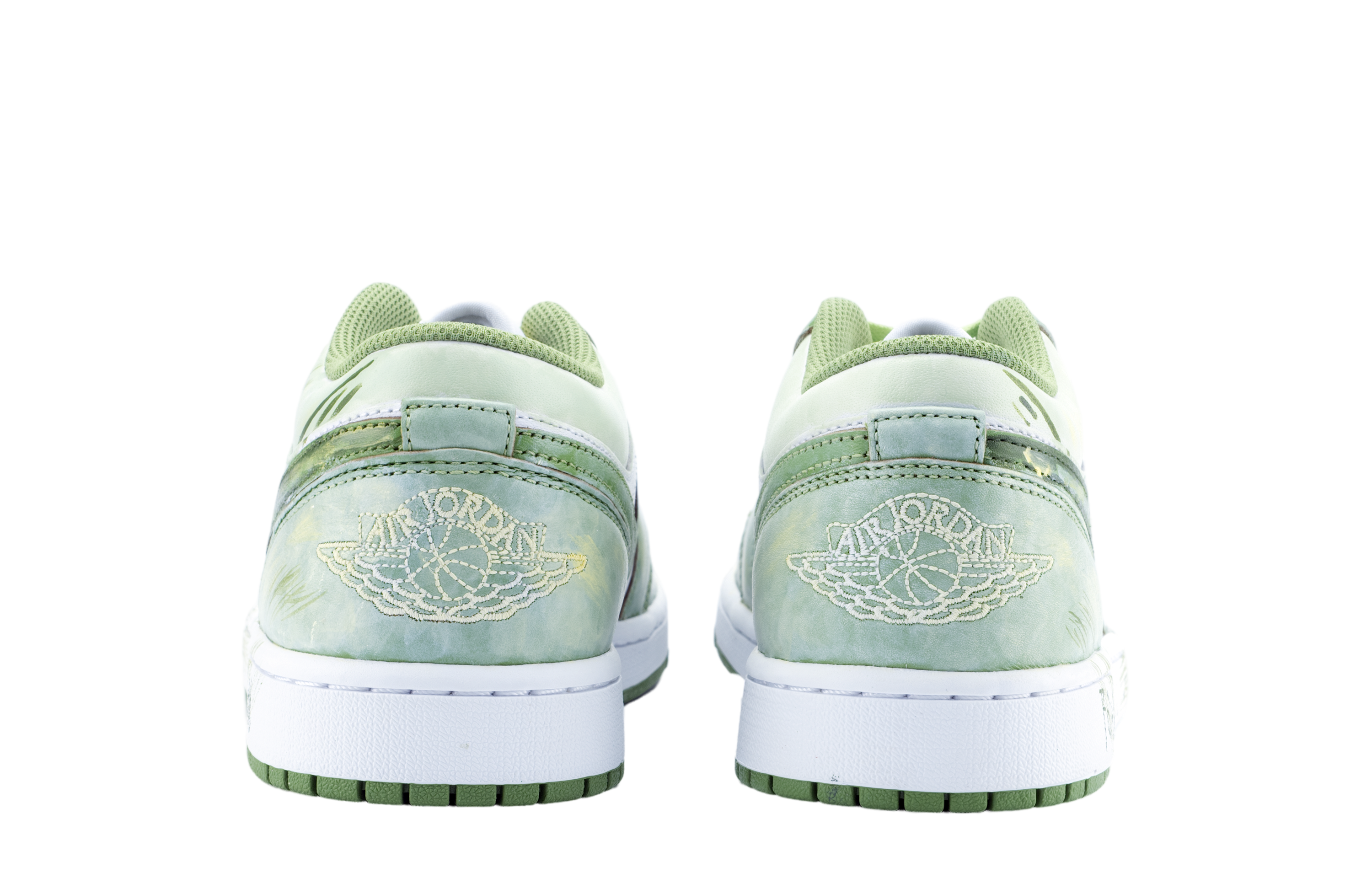 Jordan Air Jordan 1 Slip Resistant Abrasion Resistant Low top Vintage Basketball Shoes Unisex Green